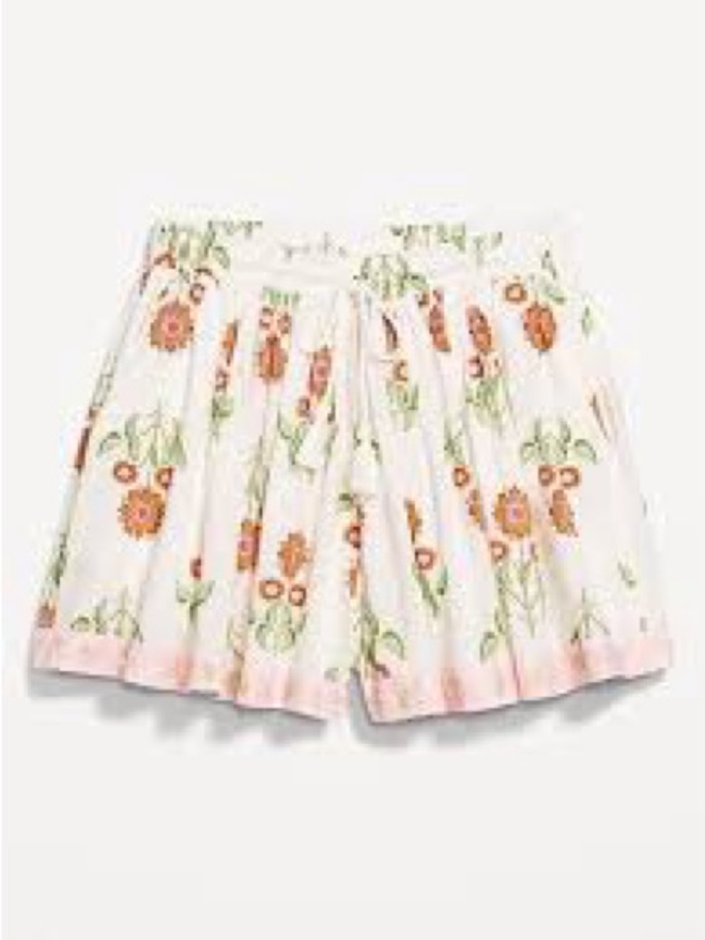 Old Navy White Floral Drawstring Shorts volume flounce